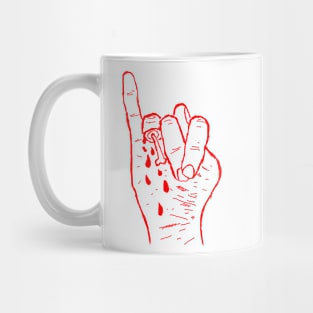 finger cut Mug